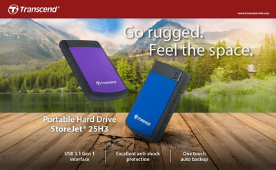 Transcend TS4TSJ25H3P 4TB portable, externe Festplatte (HDD) in purple (lila) mit Backup-Funktion (D