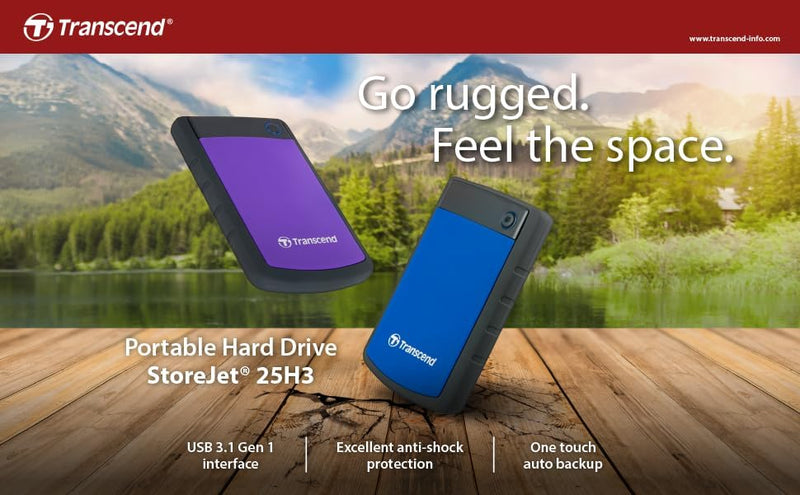 Transcend TS4TSJ25H3P 4TB portable, externe Festplatte (HDD) in purple (lila) mit Backup-Funktion (D