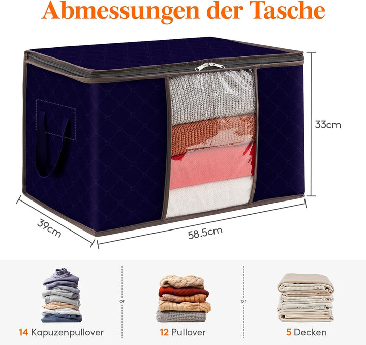 Lifewit 4 Stück Gross Aufbewahrungsbox mit Deckel, Aufbewahrungstasche für Bettdecken Kleidung Aufbe