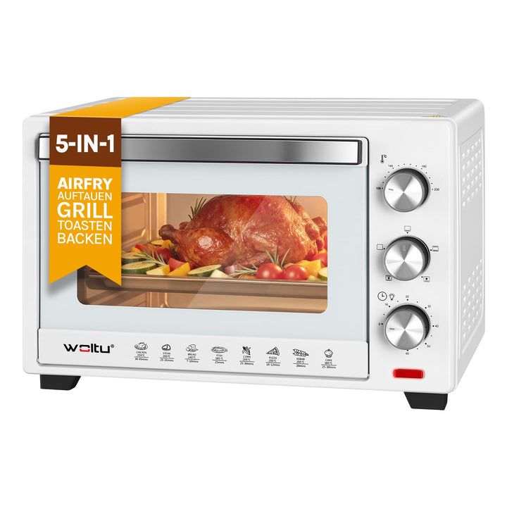 WOLTU Mini Backofen 25 Liter, 1400 Watt Toasterofen | Pizzaofen | Krümelblech mit Timer Minibackofen