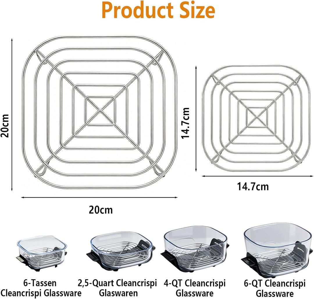 2er-Pack Ersatz Airfryer Grillrost Edelstahl, Kompatibel mit Ninja Crispi Pro Air Fryer FN101, für N