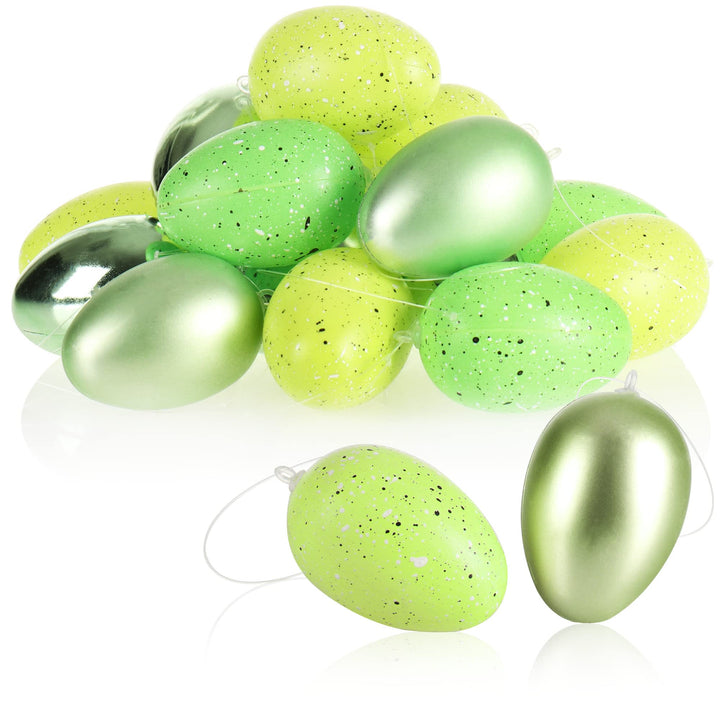 com-four® 18x Ostereier zum Aufhängen - 6 cm gesprenkelte Deko-Eier in tollen Farben - Hänge-Deko fü