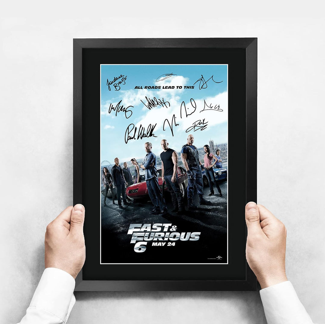HWC Trading Poster mit Autogramm und Autogramm von FR A3 Fast &amp; Furious 6 Vin Diesel, Paul Walker, D