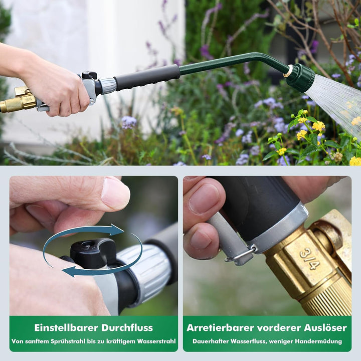 RESTMO Langer Giessstab, 62cm Gartenbrause mit voller, sanfter Dusche und Durchflusskontrolle, strap