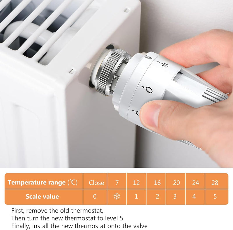 Thermostatkopf, 6 Stück Thermostat Heizung für Thread M30 x 1.5, Heizkörperthermostat, Thermostatkop