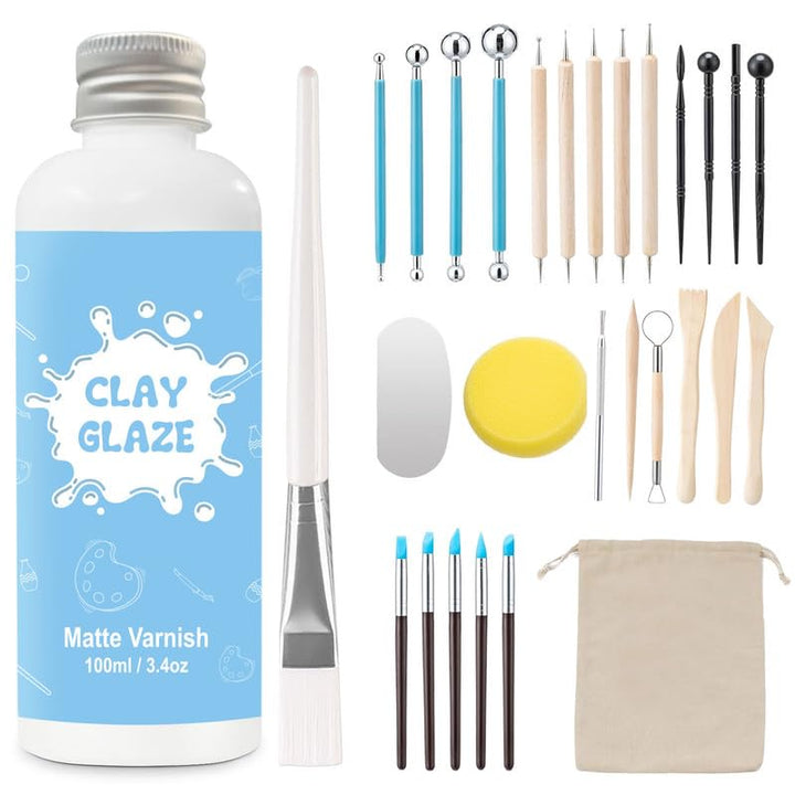 100ml air dry clay glaze und 29pcs modellierwerkzeug Werkzeug, ton glasur ohne brennen Schützt die K