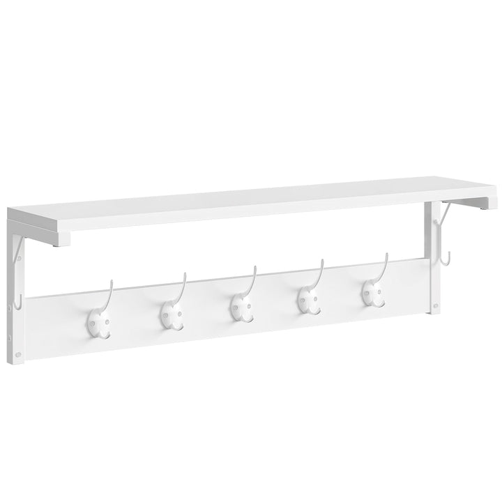 HOOBRO Wandgarderobe, Wandregal mit 7 Haken und Ablage, Hängeregal mit Garderobenleisten, Wandmontag