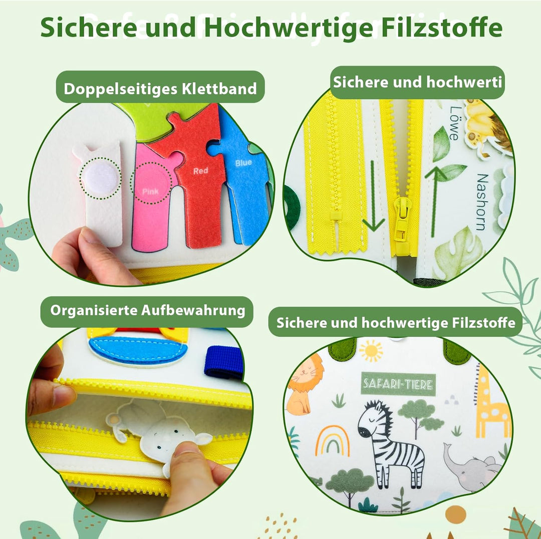 Almaxi Busy Board Deutsch Montessori Spielzeug ab 3 Jahre, 8 in 1 Montessori Spielzeug Activity Boar