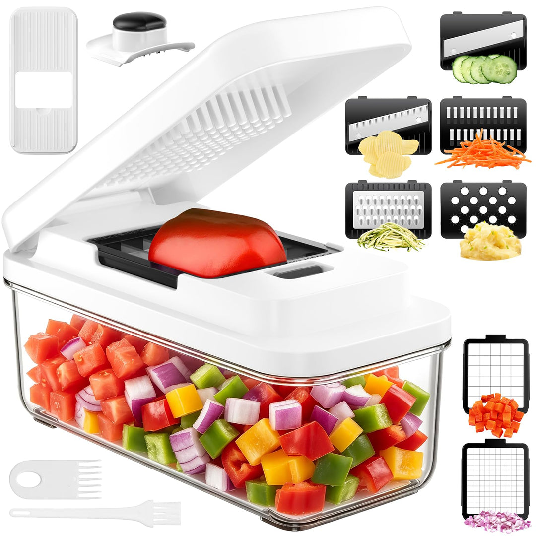 Gemüseschneider, Mandoline Gemüsehobel, Gurkenhobel Zwiebelschneider, 12 in 1 Multifunktionaler Gemü