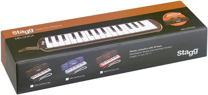 Stagg 32-Noten Melodica MELOSTA32RD mit Tasche, rot rot 32 Notes Einzelbett, rot 32 Notes Einzelbett