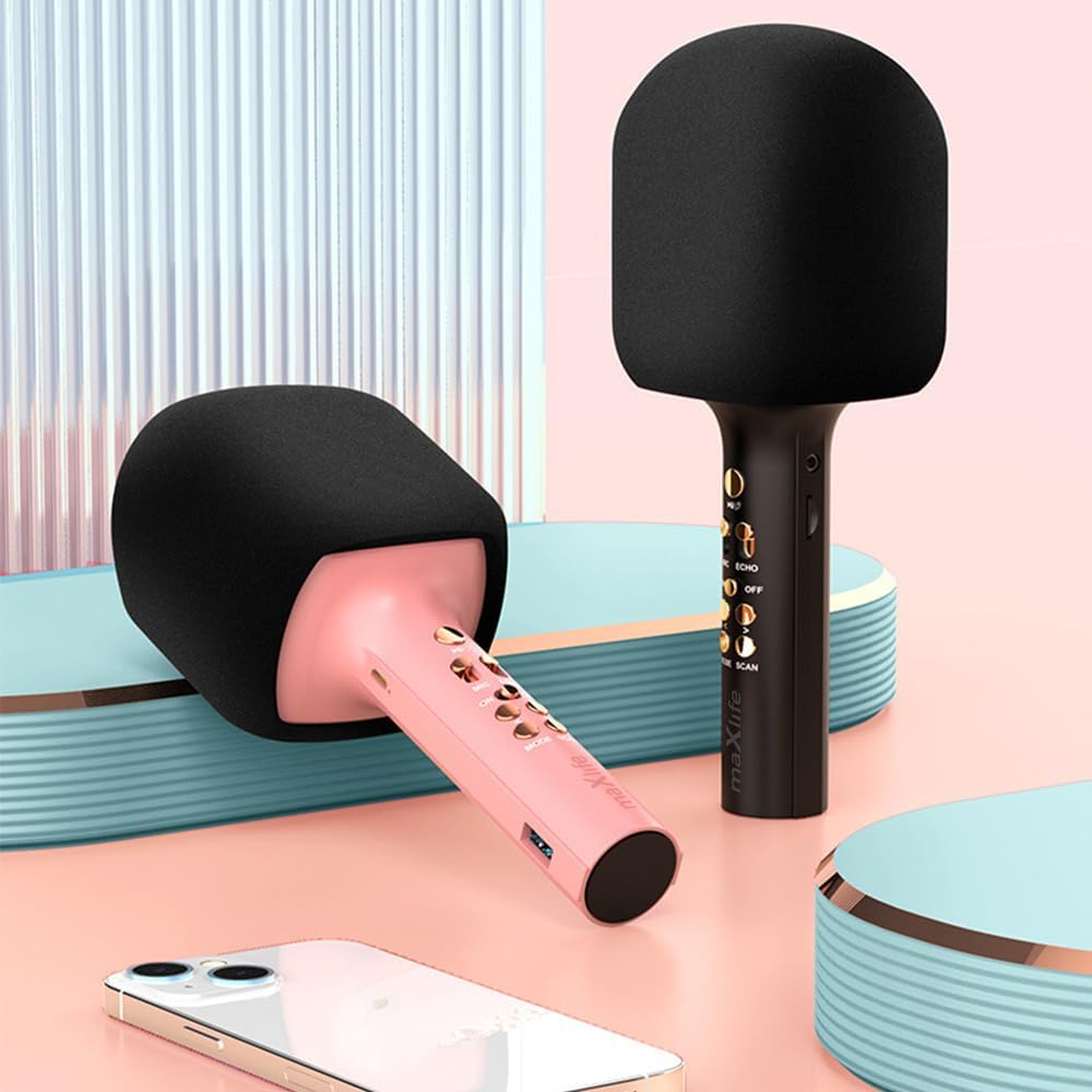 FOREVER MaxLife Bluetooth-Mikrofon mit Lautsprecher MXBM-600 Rosa Kabellos Lautsprecher mit Microfon