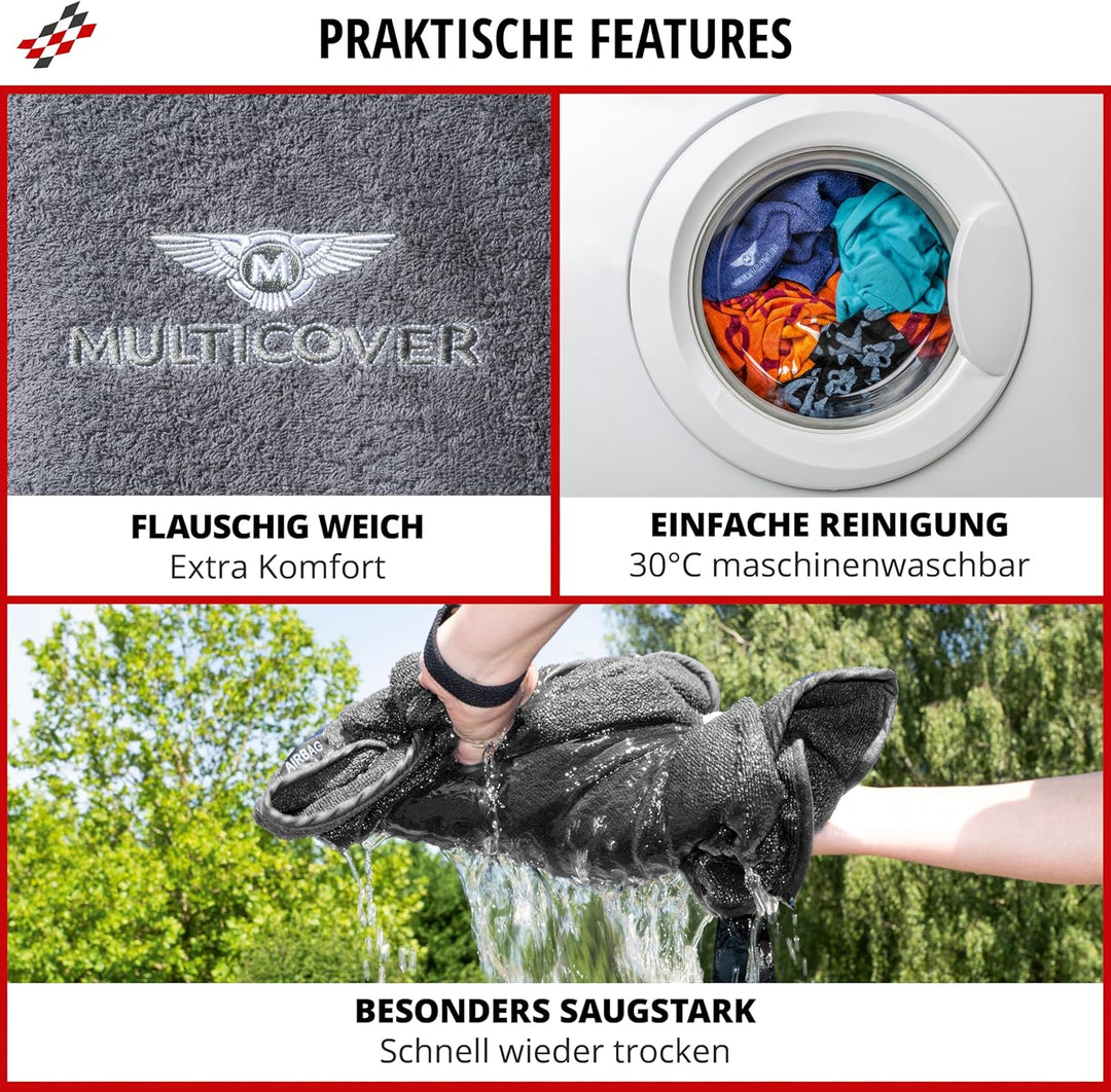 Walser Sitzaufleger Multicover, universal Auto-Sitzauflage, waschbarer Autositz-Überwurf grau, Grau