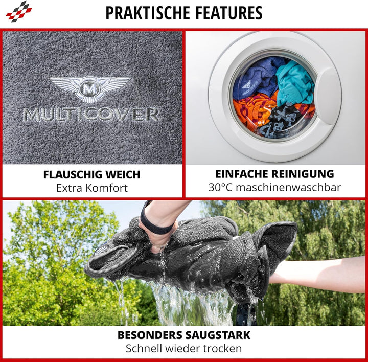 Walser Sitzaufleger Multicover, universal Auto-Sitzauflage, waschbarer Autositz-Überwurf grau, Grau