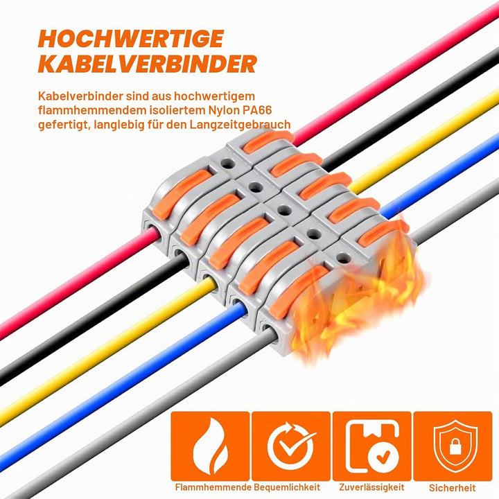 Kabelverbinder, 100 Stück Durchgangsverbinder, SPL-1 Kabelklemmen Elektro, 4mm² Leiter Klemme mit He