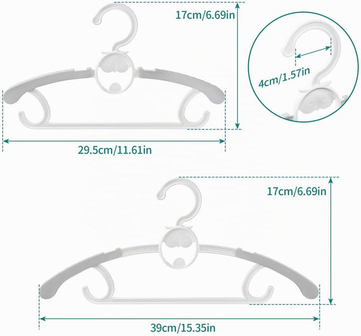 Spesh 20 Stücke Kinderkleiderbügel 29-40cm Verstellbare Baby Kleiderbügel mit Stapelbaren Haken Ruts