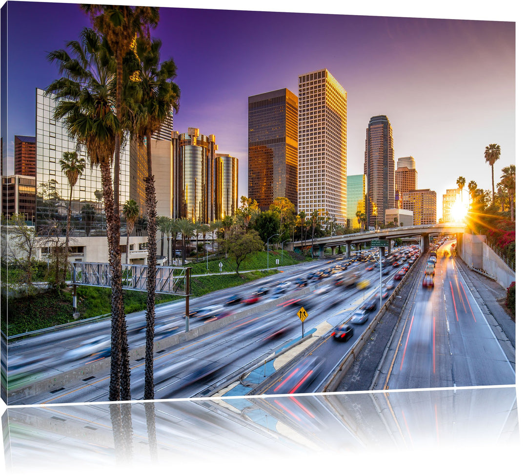 Pixxprint Strassenverkehr in Los Angeles, Format: 100x70 auf Leinwand, 100x70