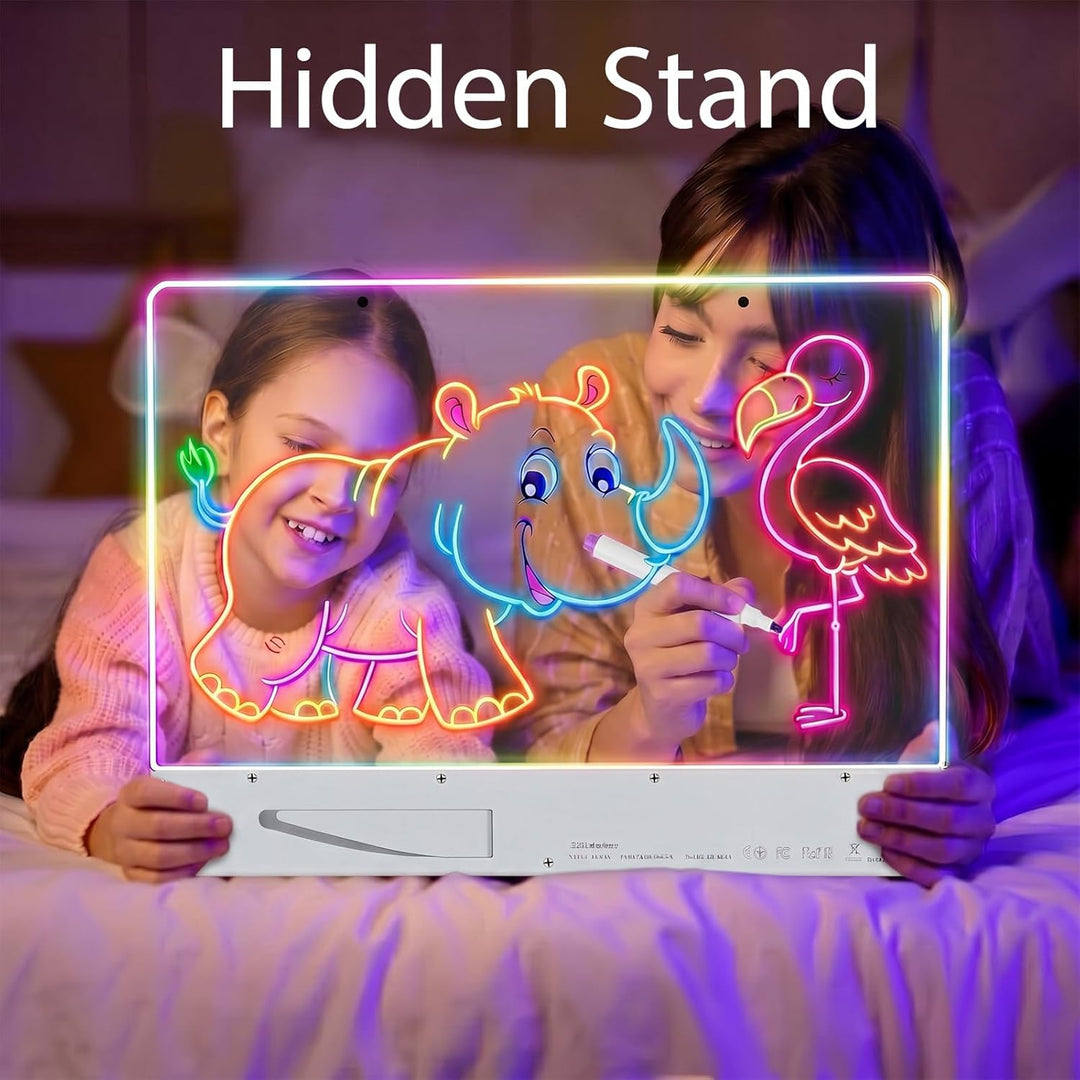 LED Zeichenbrett Wiederaufladbar mit RGB-Lichtern - 35cmx26cm Notiztafel aus kratzfestem Acryl,Led M
