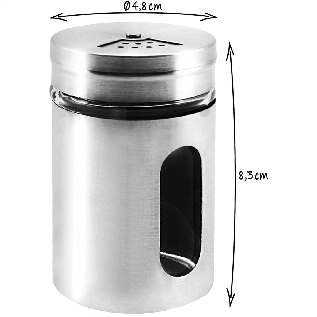 com-four® 12x Salz,- Gewürz,- & Kräuterstreuer Edelstahl (12 Stück - silberfarben), 12 Stück - Silbe