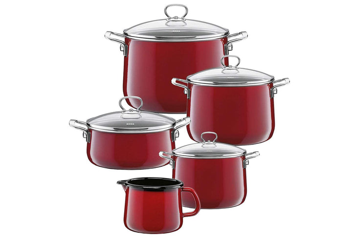Riess, 0546-008, Spar-Set 5-teilig, NOUVELLE - ROSSO EXTRA STARK, bestehend aus: Fleischtopf mit Gla