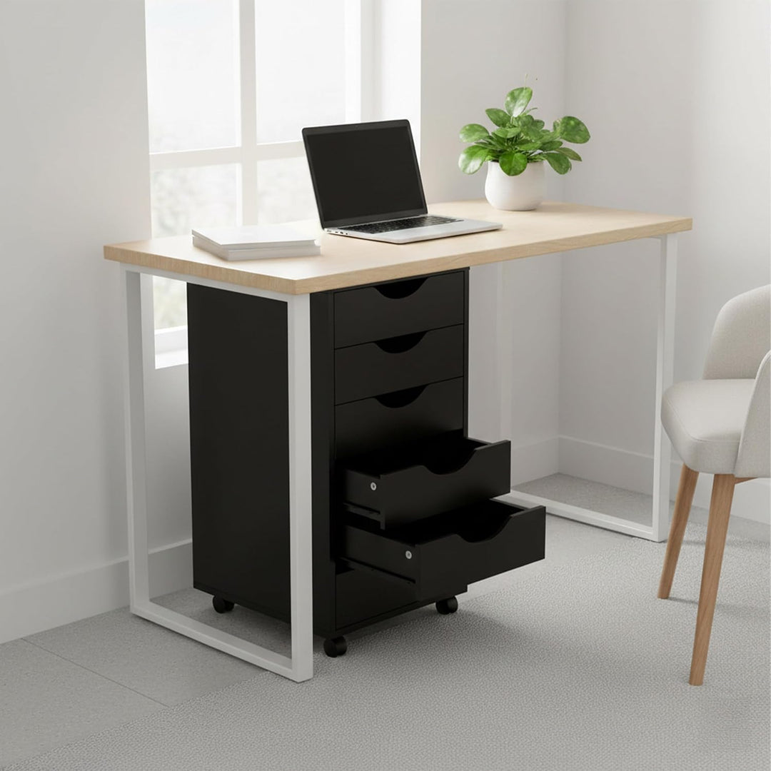 Relaxdays Rollcontainer, 6 Schubladen, HxBxT: 78 x 40 x 40 cm, Aktenschrank auf Rollen, Bürocontaine
