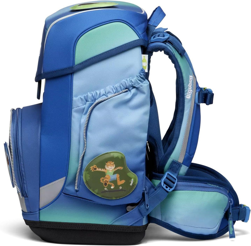 ergobag cubo Set ergonomischer Schulrucksack Klassisch 6-teilig 1. Klasse Grundschule, Dschungelfieb