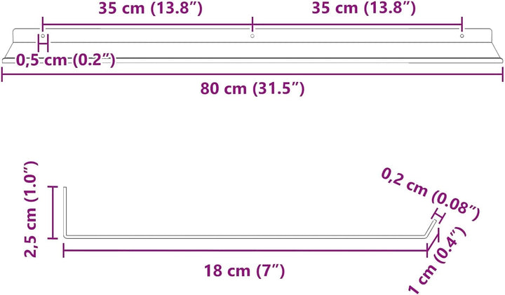 vidaXL Schwebendes Regal 4 pcs Rosa 80 x 18 x 2,5 cm Stahl, Wohnzimmeraufbewahrung, Stilvolle Wandre