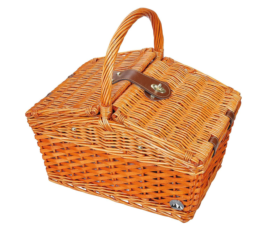 Cilio 156812 Salerno Picknickkorb, Weide, Rotbraun 38x26x37 cm