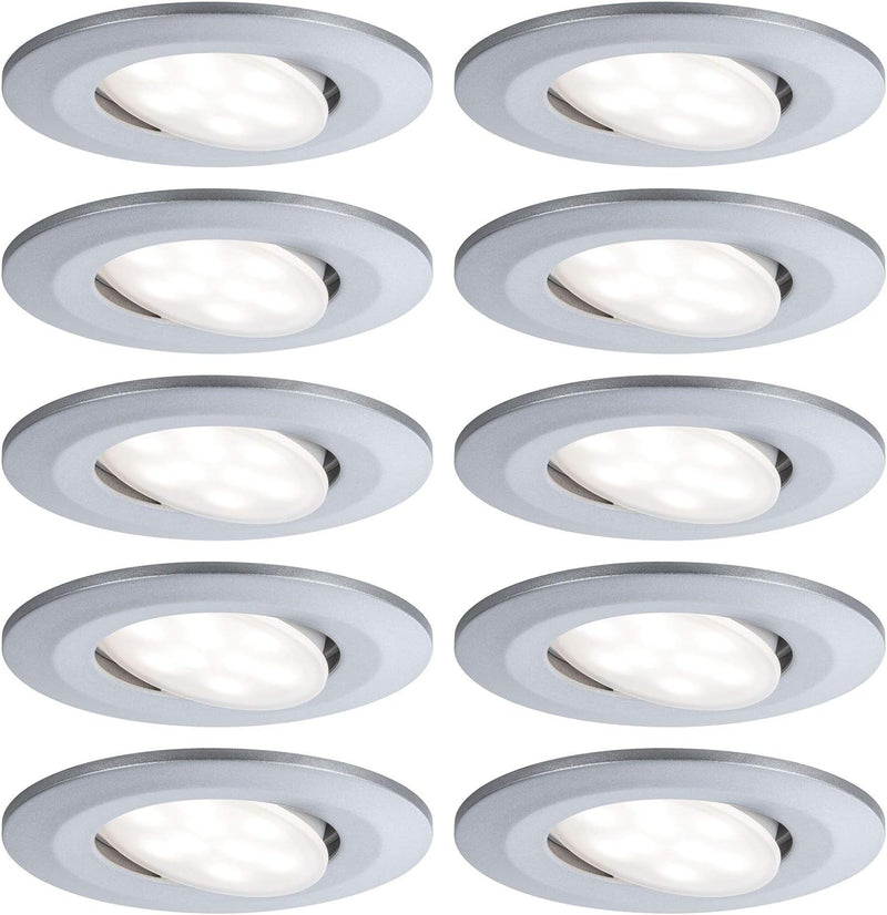 Paulmann 99923 LED Einbauleuchte Calla rund 10er Set 10x6W IP65 neutralweisse Einbaustrahler Chrom m