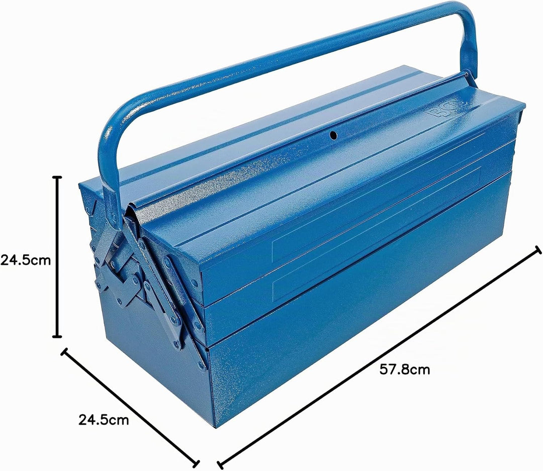BGS 33002 | Metall-Werkzeugkasten | leer | 530 x 200 x 200 mm | 5 Fächer | Stahlblech leer | 5 Fäche