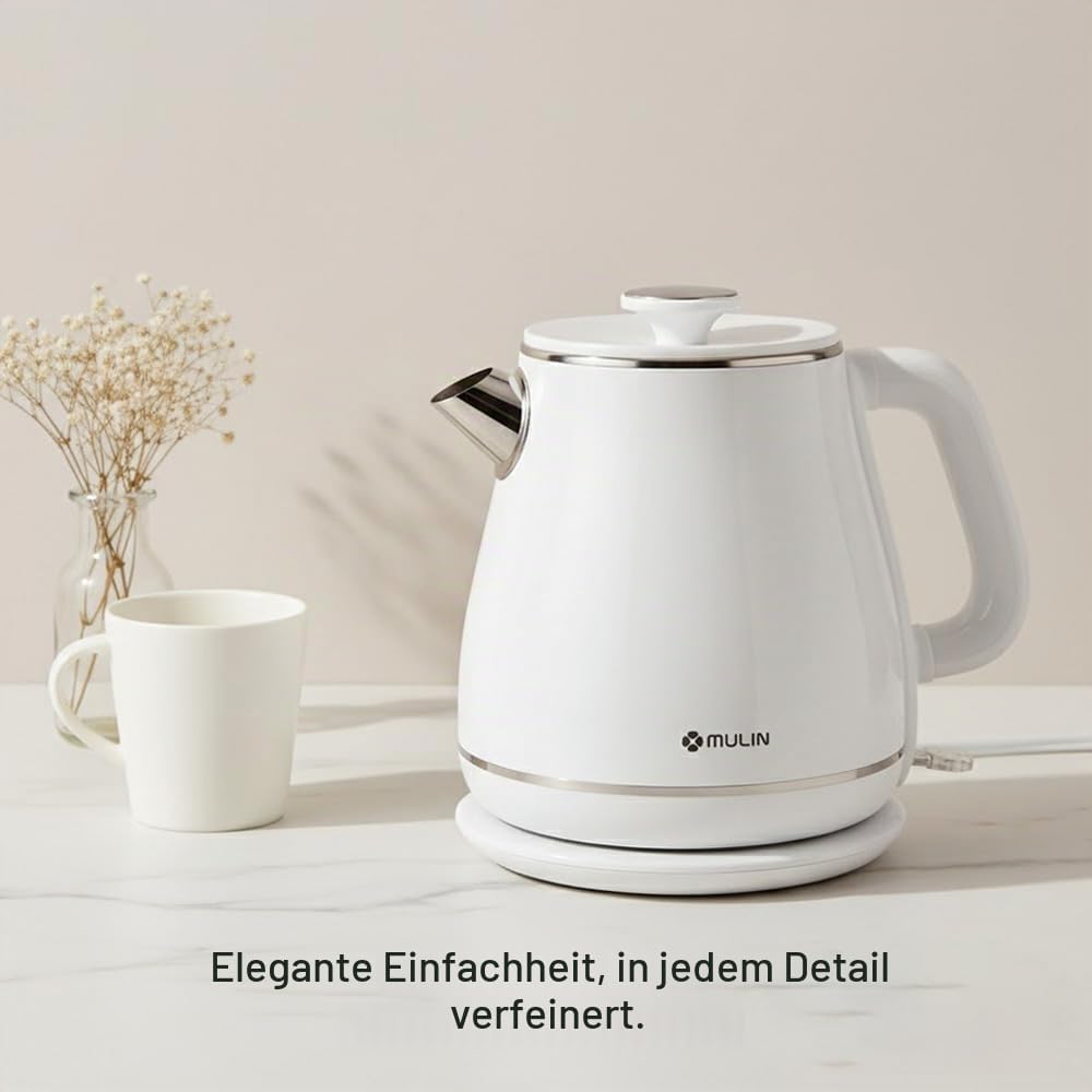 MULIN wasserkocher retro, Elektrischer Wasserkocher mit 360° Basis, 1,8 L Kapazität, 2200 W, Schnell