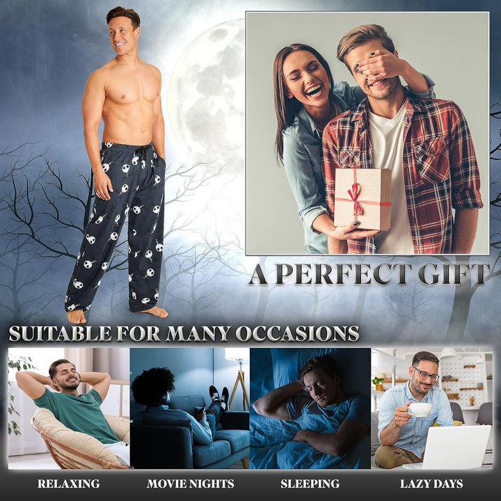 Disney Herren Lang Pyjamahose, Bequeme Loungewear PJs mit Taschen - Geschenke für Ihn, Marine Jack