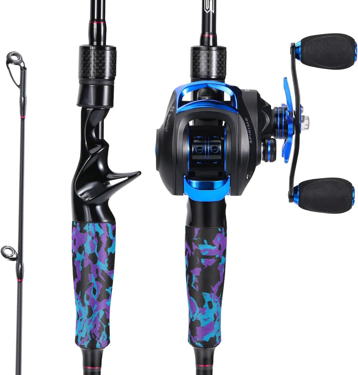 Sougayilang MX-2 Wurfangelrute und Baitcastrolle Combo, 1,8m/2,1m Baitcaster Combo - Raubfisch-Angel
