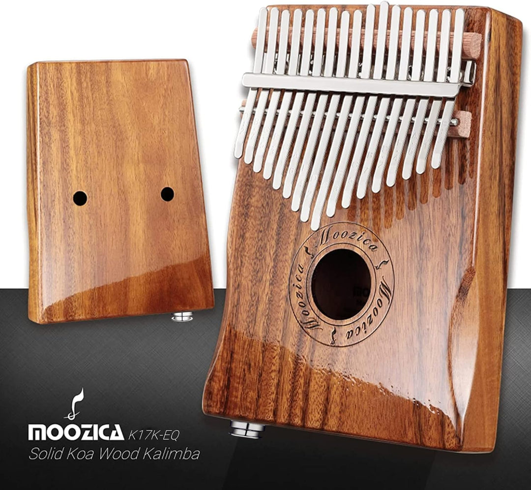 MOOZICA 17 Tasten EQ Kalimba Marimbaphone, Kalimba Daumenklavier aus Koa-Holz mit integriertem Tonab