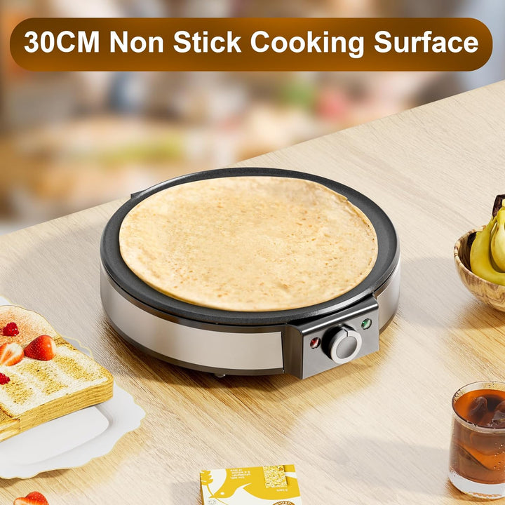 SNAILAR Crêpes Maker,Elektrische Antihaft Crêpe-Pfanne,1200 W,Stufenlose Temperatureinstellung,Durch