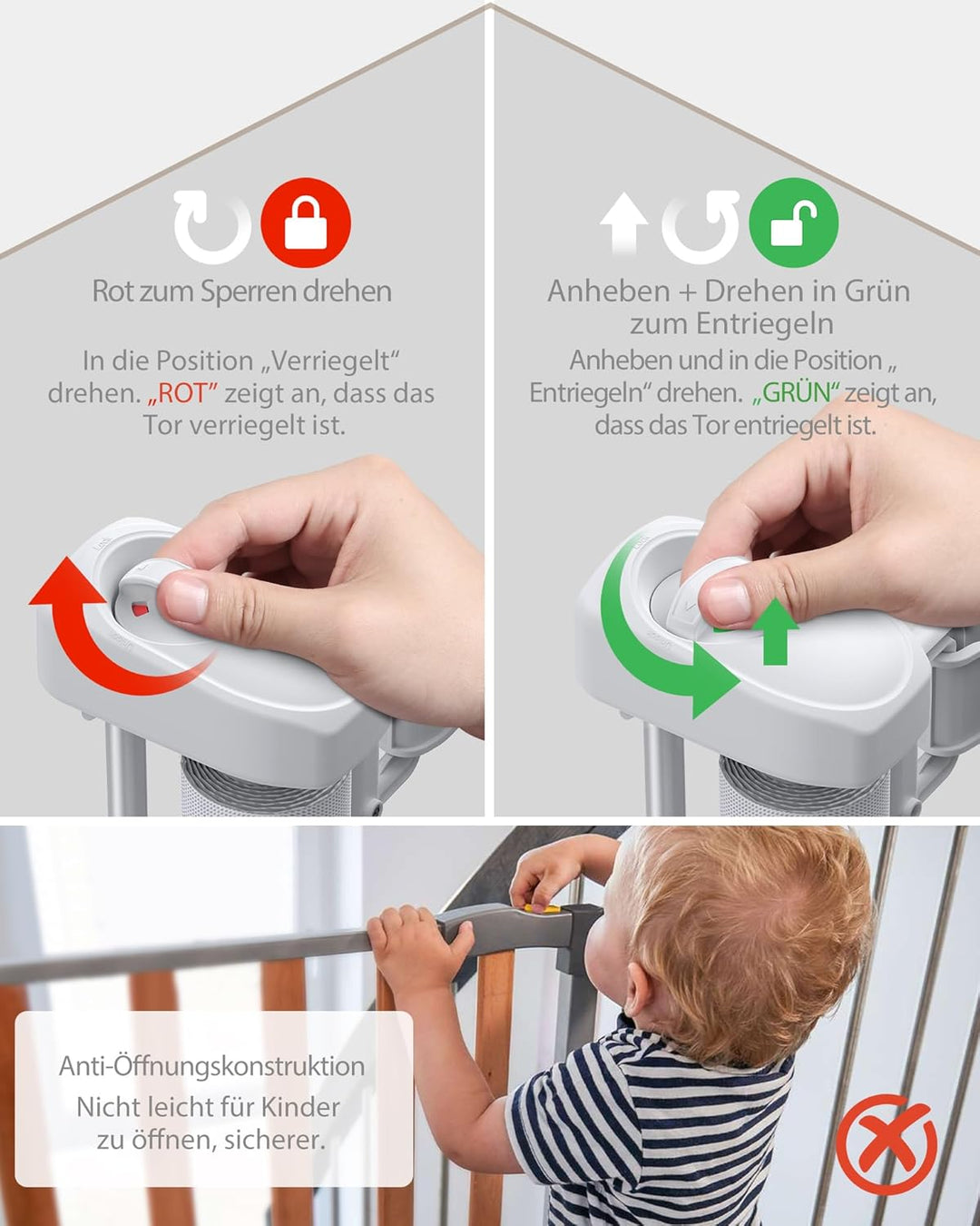 HOMGEN Treppenschutzgitter Türschutzgitter Kindergitter – Ausziehbar 0-300CM, Schutzgitter für Hunde