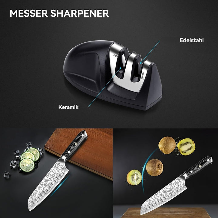 Santoku Messer 18 cm Japanisches Küchenmesser Chefmesser aus EN 1.4116 Edelstahl Scharfe Klinge mit