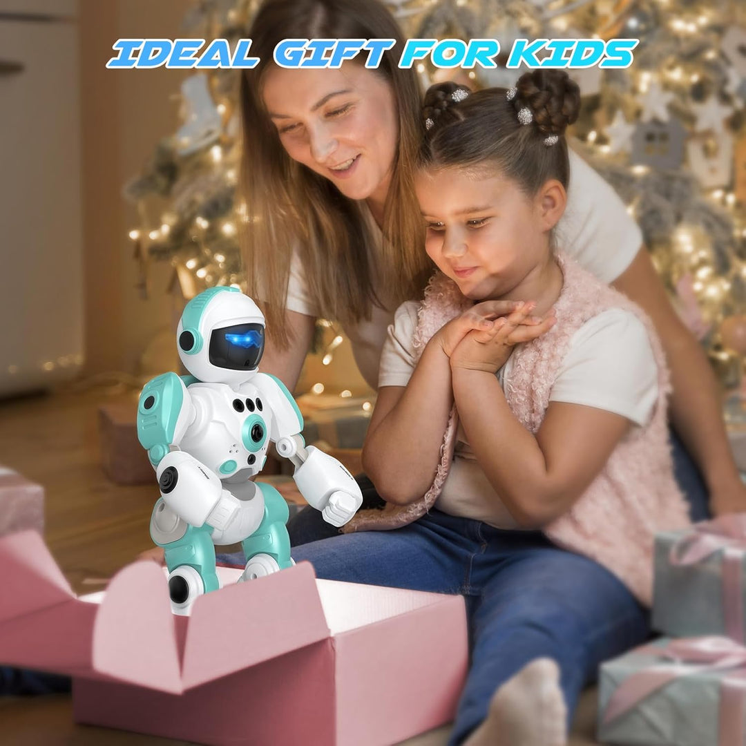 SIMREX Roboter Kinder Spielzeug, wiederaufladbar und projizierbar, RC-Roboter mit LED-Augen und Musi