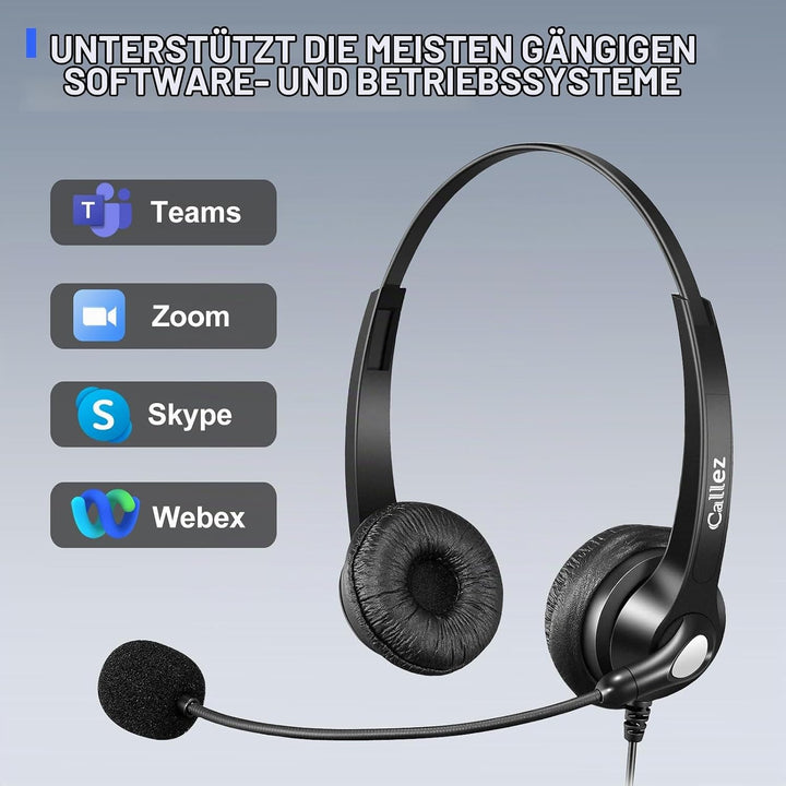 Callez 3,5mm Klinke PC Headset mit Mikrofon Noise Cancelling, Type-C Headset Handy mit Kabel für Lap