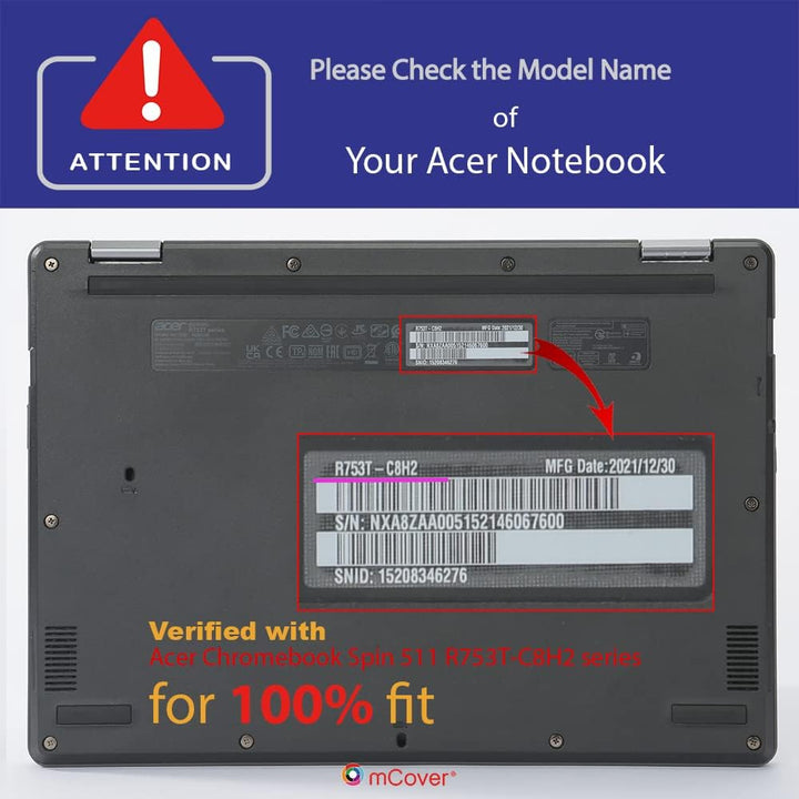 mCover Hartschalenhülle nur kompatibel mit 29,5 cm (11,6 Zoll) Acer Chromebook Spin 511 R753T Serie