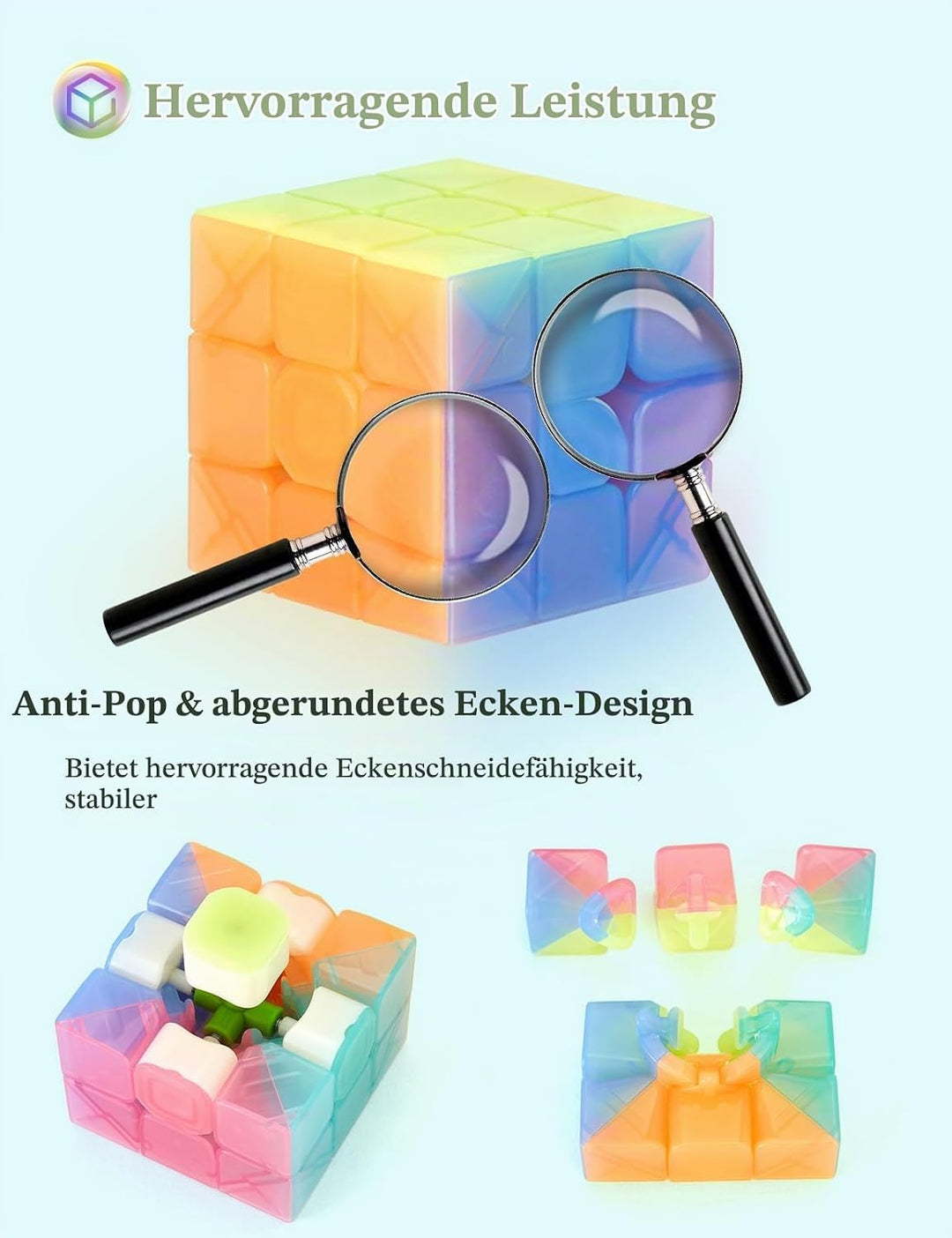 ROXENDA Zauberwürfel Set - 2X2 3X3 4X4 Pyramide Speed Würfel Set mit Würfel Tutorial für Kinder und