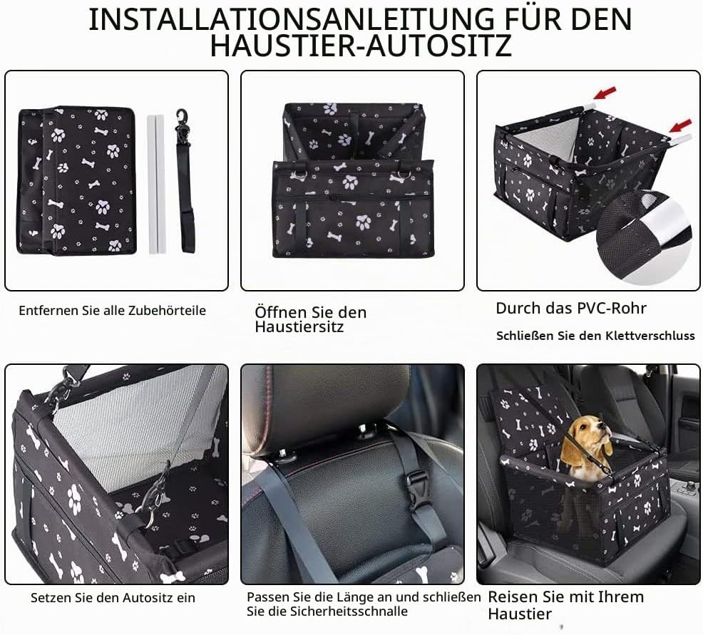 Wodondog Hunde Vordersitz Autositz für Kleine Mittlere Hunde mit Sicherheitsgurt Faltbare Hundedecke