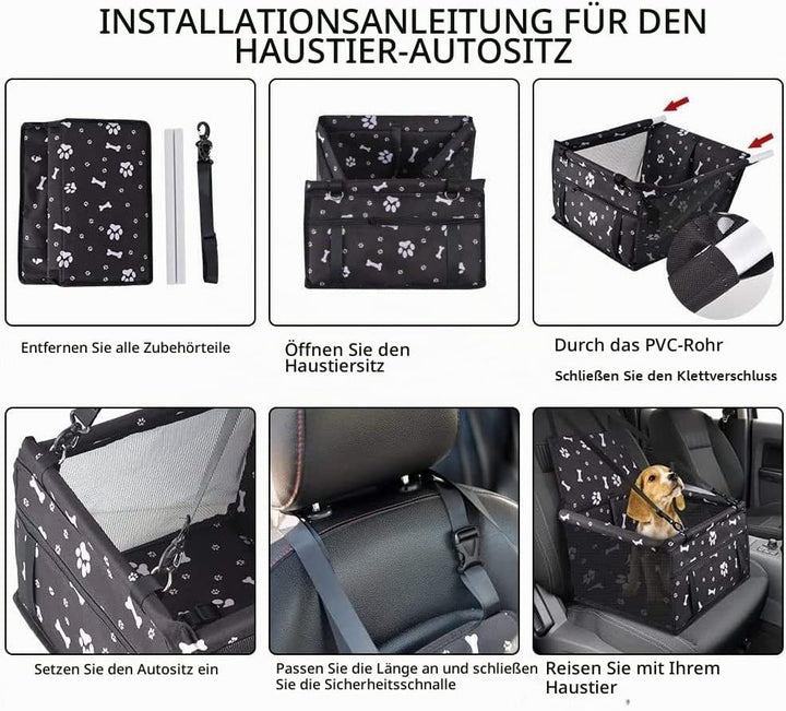Wodondog Hunde Vordersitz Autositz für Kleine Mittlere Hunde mit Sicherheitsgurt Faltbare Hundedecke