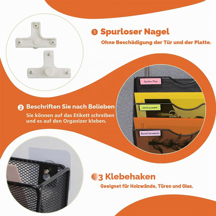 Hängeorganizer Wandablagefächer 3 Stöckiger Wandmontage Schreibtisch Organizer, A4 Zeitschriftenhalt