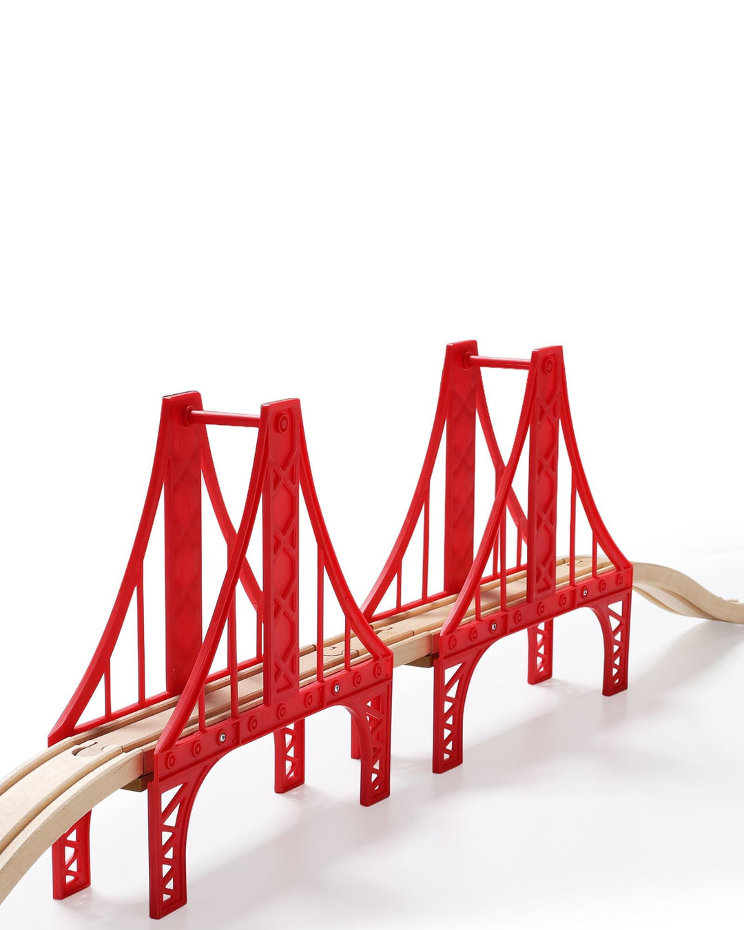 SainSmart Jr. Hängebrücke Eisenbahnzubehör – Doppelte Holz Eisenbahn Brücke im Golden Gate Stil, kom