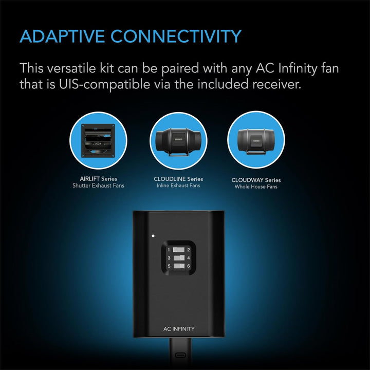 AC Infinity Controller 63 – Kabelloser Lüftercontroller mit 10 Drehzahlstufen für CLOUDLINE, AIRLIFT
