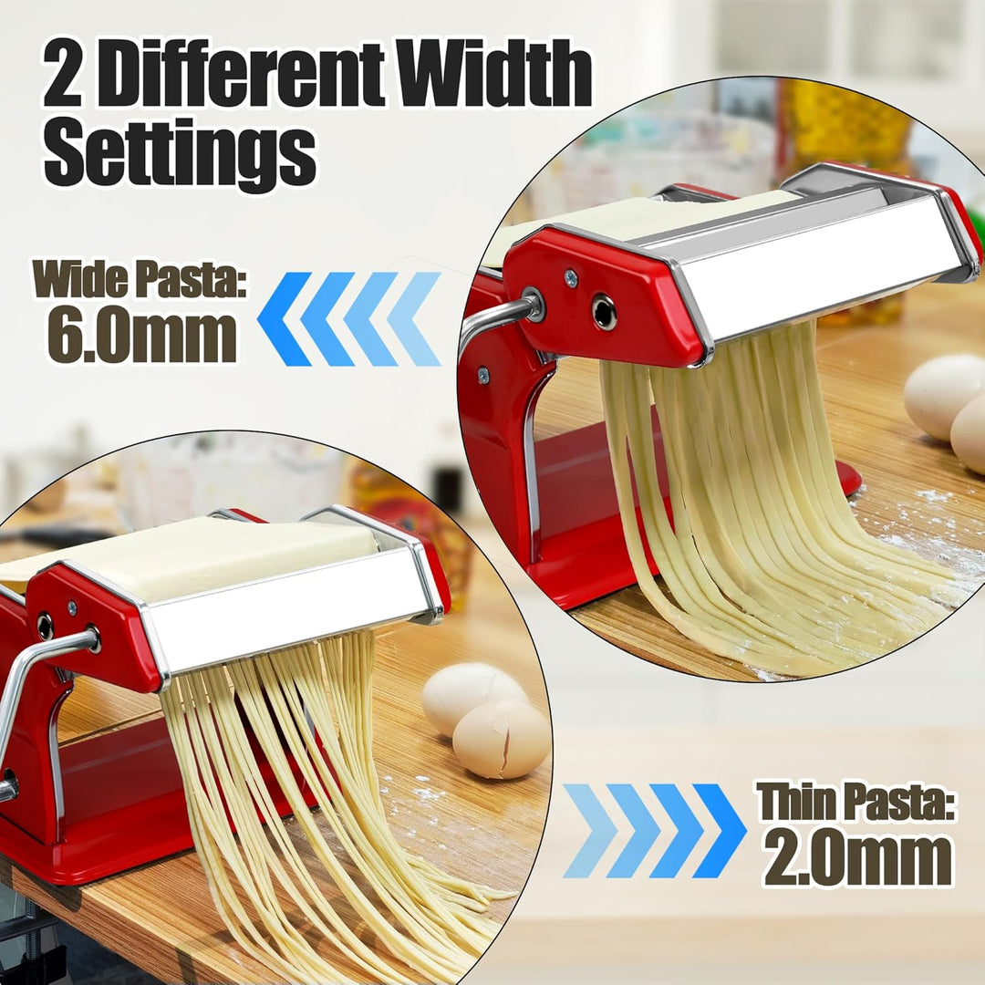Alyoen Nudelmaschine, Pasta Maker, Aluminiumlegierung Pastamaschine mit 9 Einstellbaren Stärkeeinste