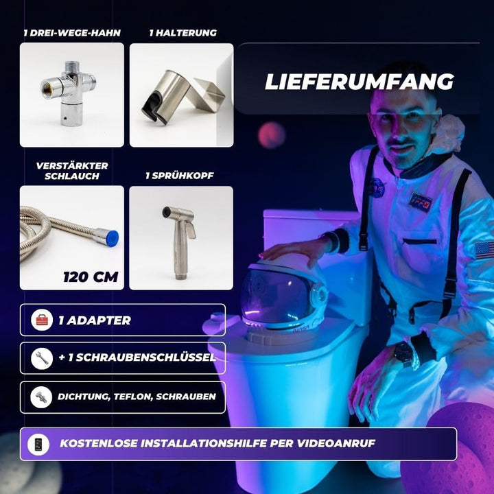 Bidet-Brause-Set für Toilette, einfache Installation, Chrom – Standardgrösse for German toilets, for