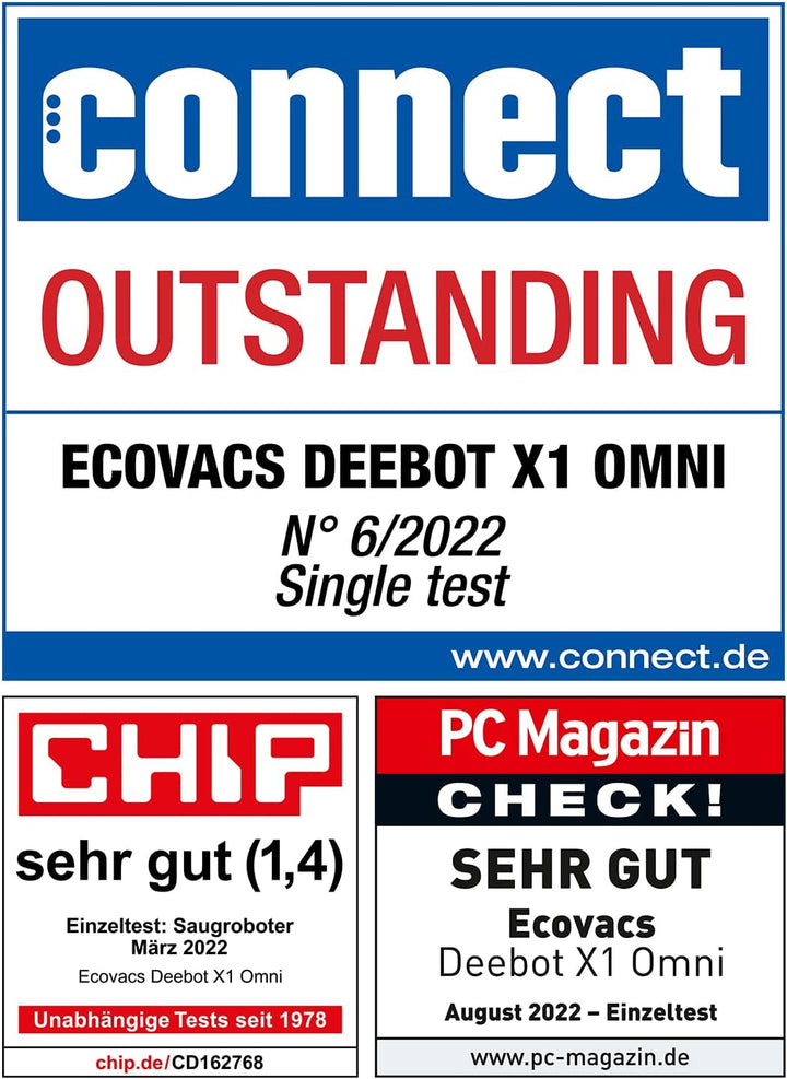 ECOVACS DEEBOT X1 OMNI, Staubsaugerroboter mit Wischfunktion und multifunktionaler Reinigungsstation