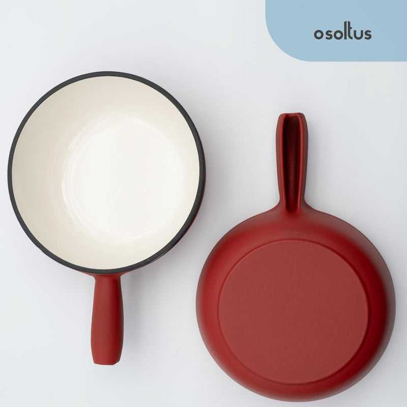 osoltus Fondue-Set für Schokoladen-, Fleisch- oder Käsefondue - Fondue-Topf für 6 Personen - emailli