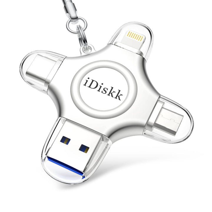 iDiskk zertifizierte Lightning-Festplatte, 128 GB, MFi für iPhone, 4-in-1, USB-Speicher, für iPhone/